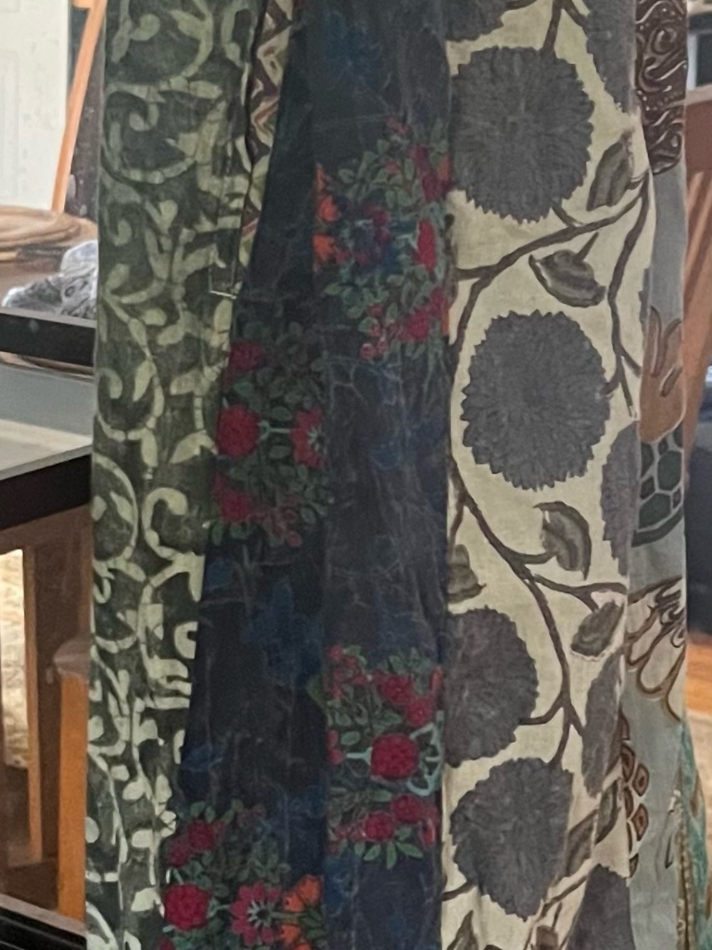 100% Cotton Blue Sky Artistic Maxi Dress with Earthy Tones - Boutique Piece - Picture 11 of 14